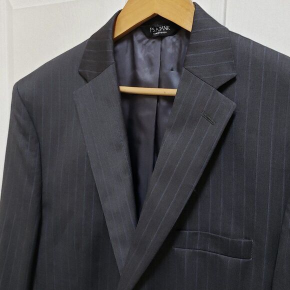 Jos. A. Bank 44L Gray Blue Stripe Wool Silk Blend 2 Button Vented Classic Career - Picture 15 of 15